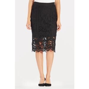 JOA Evereve Black Lace Pencil Skirt // S